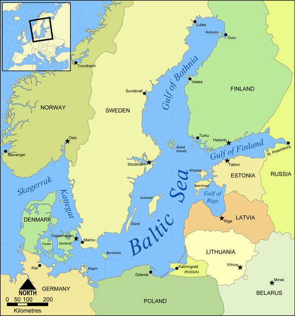 Литва на карте стран балтийского региона